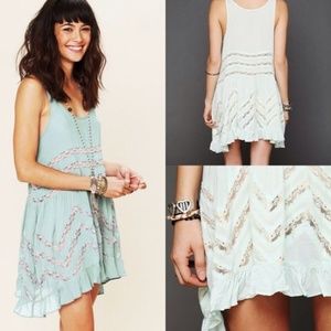 Free People Voile and Lace Trapeze Slip Mint
